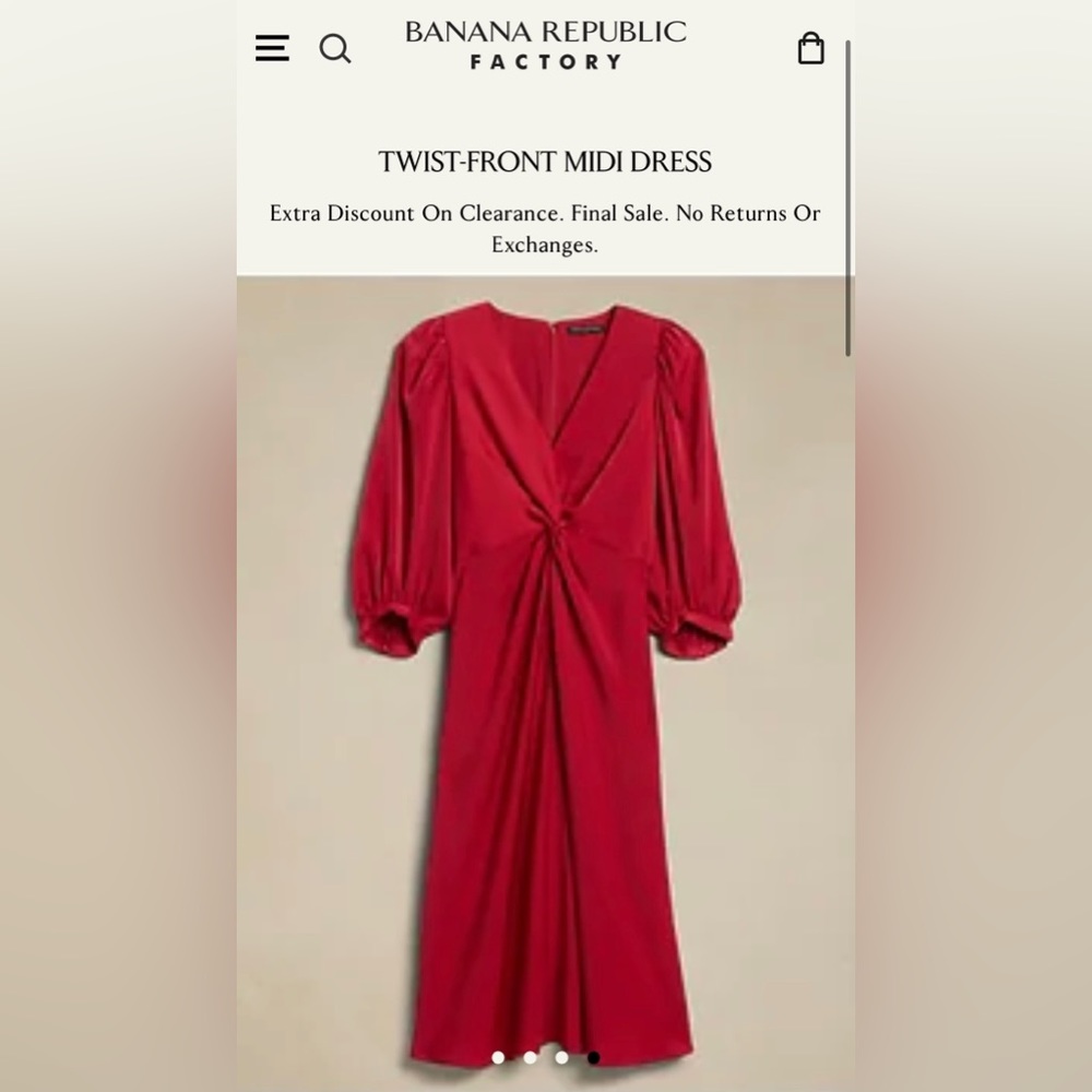 Elegant Red Twist-Front Midi Dressfree Shipping - image 4